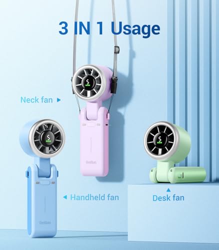 Diveblues Portable Handheld Turbo Fan, 5 Gear Wind, Battery Operated, Up to 12 Working Hours, 3 IN 1 Hand Fan with Air Tur...