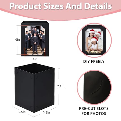 12 Pcs Graduation Picture Centerpiece for Table 4x6 Photo & Flower Display, Picture Frame Centerpieces Paper Box for Congr...