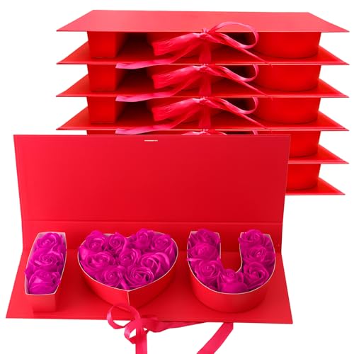 MLOLM 6 Pcs I Love You Flower Box Valentines I Love U Fillable Gift Box Empty I Heart U Cardboard Box For Valentines Mothe...