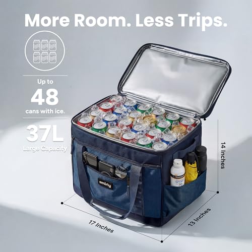 SMIRLY Cooler Bags Insulated – Collapsible Cooler, Portable Leakproof and Soft Sided - Large Foldable Ice Chest for Campin...