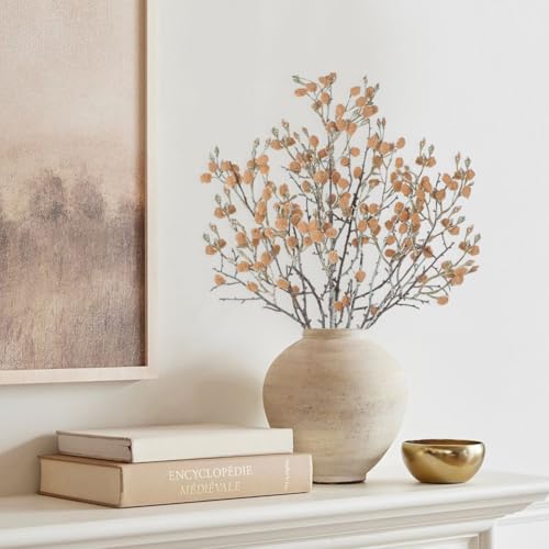 GnFlus 3Pcs Artificial Cotton Branches Fake Flowers for Spring Winter Indoor Boho Decoration,Faux Long Stem Artificial Flo...