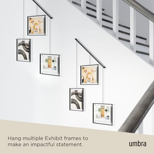 Umbra Exhibit Picture Frame Gallery Set, Adjustable Wall Collage Displays Three 8"x10" Photos, Set of 3, Black