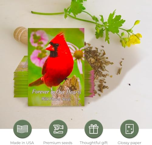 Pack of 25 Pre-Filled Seed Packets Forever in Our Hearts Thoughtful Party Favors for Guests, Funerals, and Memorial Servic...