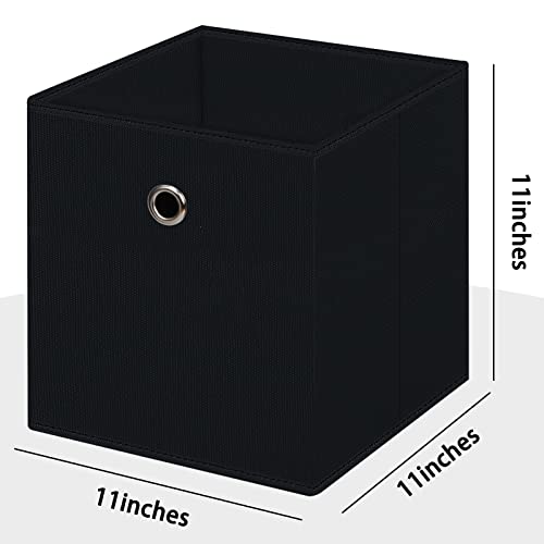 NieEnjoy Black Foldable Storage Cubes Bins ,11 Inch Cloth Storage Cube Fabric Storage Box Cubes Organizer Baskets with Han...