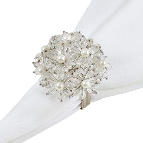 Beaded Floral Napkin Rings (Set of 4)