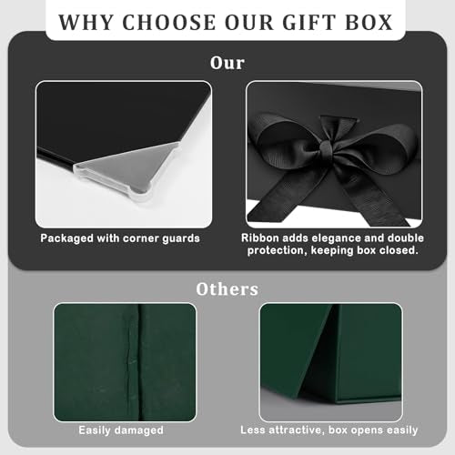 iefoah Black Gift Box for Presents 10.2×7.5×3.1'' Gift Boxes with Lids Magnetic Closure Groomsman Bridesmaid Proposal Box ...