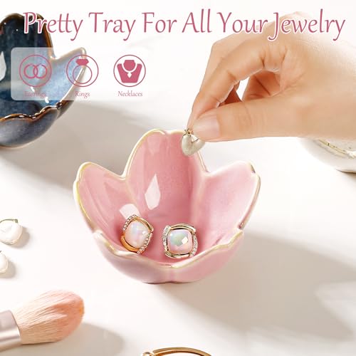 Jewelry Dish Birthday Christmas Gifts For Women Ceramic Ring Holder Jewelry Tray Vanity Organizer Pink Room Decor Aestheti...