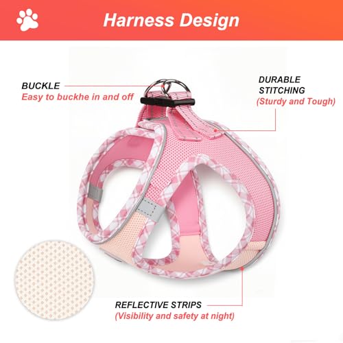 Hipubby Dog Harness Small Sized and Leash Set, No Pull Soft Mesh Puppy Vest, Reflective Breathable Lightweight Pet Harnes...