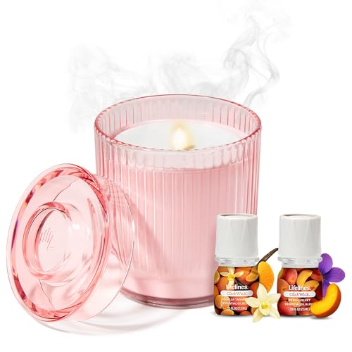 Lifelines Flameless Candle Aromatherapy Essential Oil Diffuser with 2 ClickWick Essential Oil Blends - Cordless & Waterles...