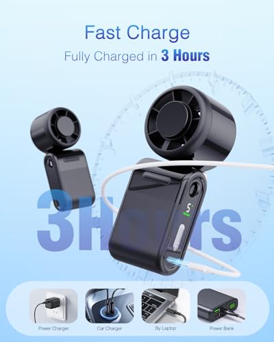 iFunSky Portable Handheld Turbo Fan – Small but Mighty, Whisper-Quiet, Long-Lasting, 5-Speed High-Velocity Rechargeable Mi...