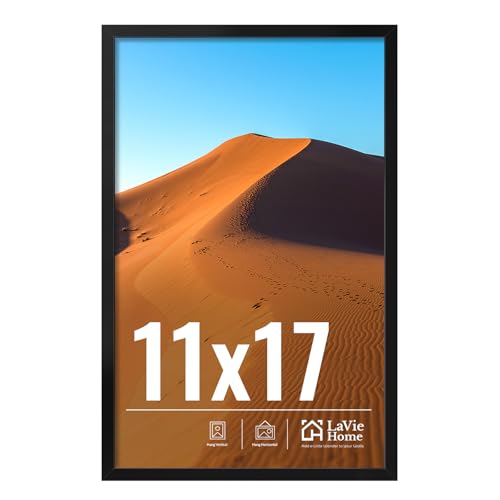 LaVie Home 11x17 Picture Frame for Wall Display, 11x17 Black Picture Frame with HD Plexiglas, 11 x 17 Poster Frame 1 Pack,...