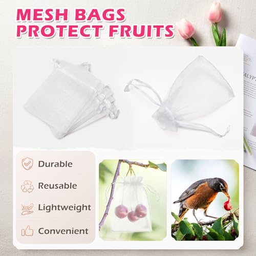 ANZNKU 50PCS White Organza Bags 3x4, Small Gift Bags Bulk for Sachet Jewelry Candy Treat, Mini Mesh Bag Drawstring for Wed...