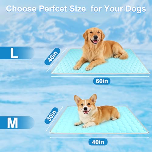 Vivifying Cooling Blanket for Dogs, Reversible Ice Silk Dog Cooling Mat with Soft Plush Backing, Summer Pet Blanket Throw ...