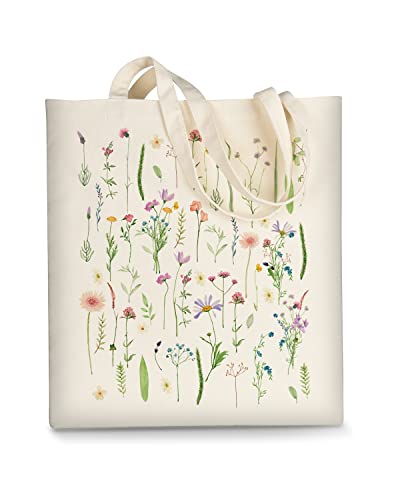 AUSVKAI Canvas Tote Bag Aesthetic for Women, Cute Reusable Cloth Cotton Bags for Shopping Beach Grocery