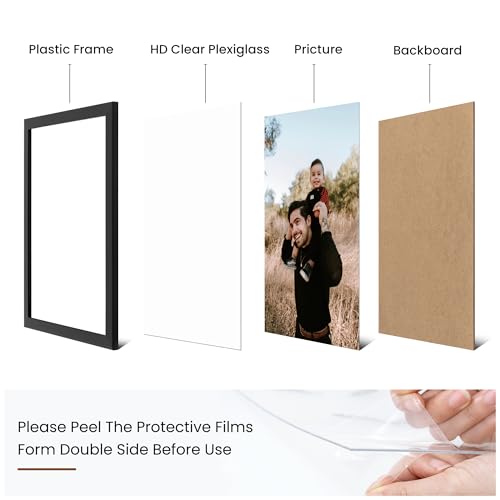 8x10 Picture Frame Set of 2,Display Pictures 8"x10",Black Photo Frame with Shatter Resistant Plexiglass,Picture Frames 8x1...