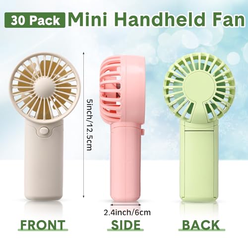 Rossesay 30 Pcs Mini Portable Fan Handheld Battery Operated Portable Small Personal Fans for Summer Travel Beach Indoor Ou...