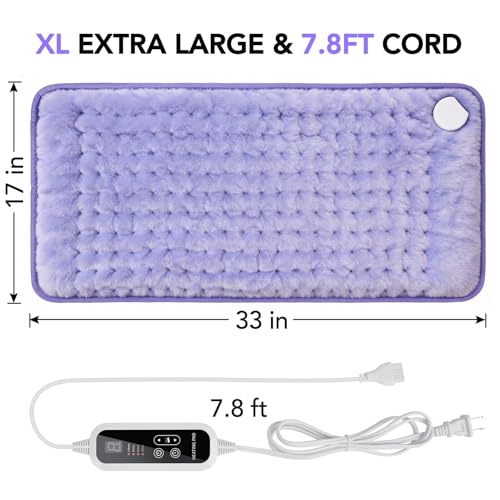 Heating Pad for Back Pain Relief - 33"x17" Extra Large Electric Heat Pad,6 Heat Settings &4 Auto Off, Machine Washable,Ove...