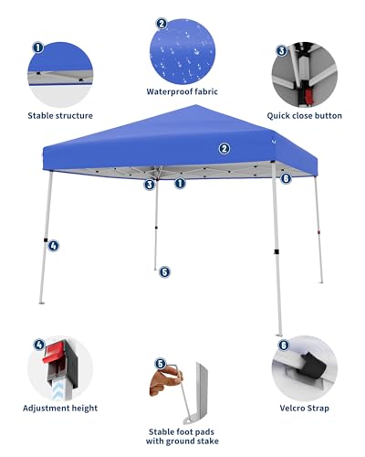 Canopy Tent, GarveeLife 10X10 FT Pop Up Canopy Outdoor Instant Tent Slant Legs with Carrying Bag, Portable Gazebo Shelter ...