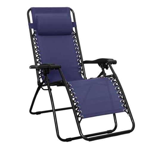 Amazon Basics Outdoor Patio Zero Gravity Lounge Chair with Pillow, Folding Reclining and Textilene Adjustable, Folding Lou...