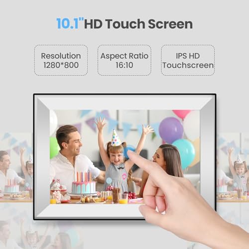 Frameo Digital Picture Frame 10.1 Inch Smart WiFi Digital Photo Frame, IPS Touch Screen, 32GB, Electronic Slideshow, Load ...