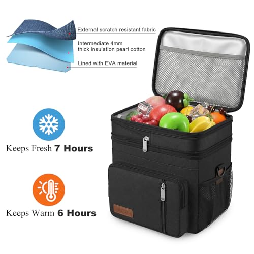 MIYCOO Lunch Bag & Lunch Box for Men Women, Double Deck Leakproof Insulated Soft Large Adult Camping Cooler bag for Work, ...