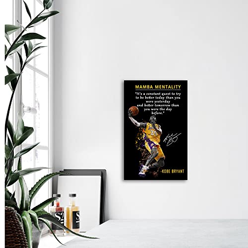 Kobe Bryant Inspirational Poster Canvas Wall Art • Mamba Mentality Quote Canvas Wall Art • Basketball Player Sports Home D...