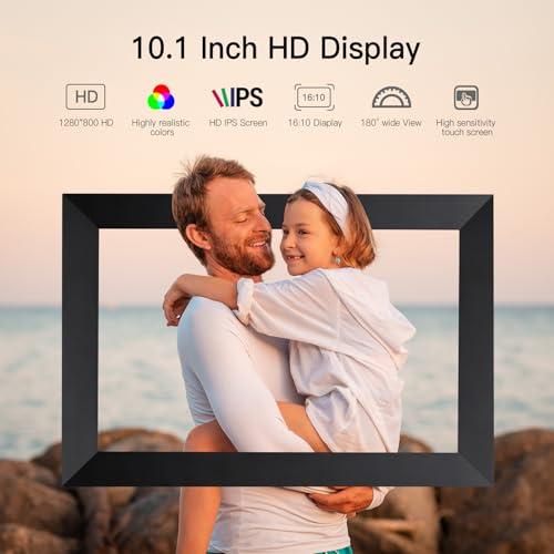 Anna Bella Digital Picture Frame 10.1 Inch IPS HD Touch Screen WiFi Smart Digital Photo Frame with 32GB Storage, Auto-Rota...