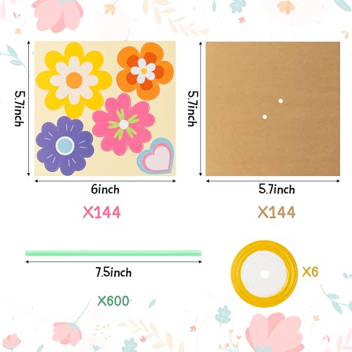 BeYumi Flower Bouquet Craft Kit - 48Pcs Mother's Day Flower Bouquet Craft for Kids Make Your Own Bunch of Flowers Teacher ...