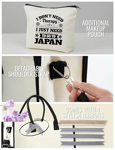 InnoBeta Japanese Gifts for Women Canvas Tote Bag, Japanese Gifts Tote with Top Zipper Closure and Shoulder Strap for Birt...