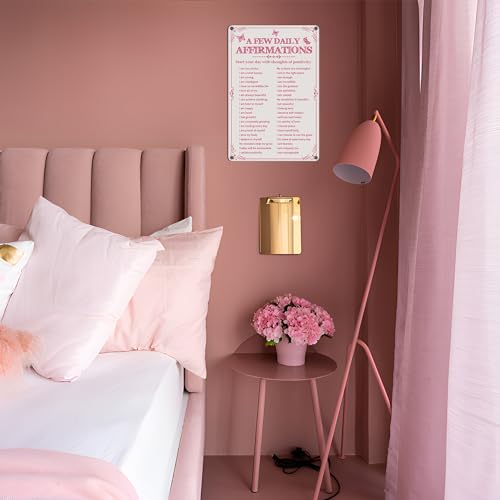 Azppan Room Decor Aesthetic A Few Daily Affirmations Motivational Wall Art Tin Metal Sign Pink Butterfly Wall Home Coffee ...