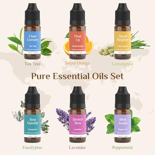 ASAKUKI Essential Oil Diffuser for Home, Large 700 ml Aromatherapy Humidifier with Top 6 Essential Oil Sets, Automatic Shu...