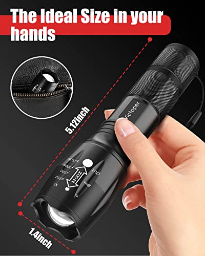 Victoper LED Flashlight 2 Pack, Bright Tactical Torch High Lumens with 5 Modes, Waterproof Zoomable Flash Light for Outdoo...