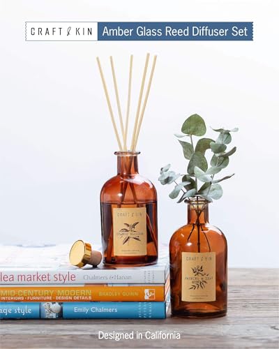 Craft & Kin Lily & Jasmine Diffuser Reed Diffuser | All Natural Essential Oil & 8 Rattan Scent Sticks | Reed Diffusers for...