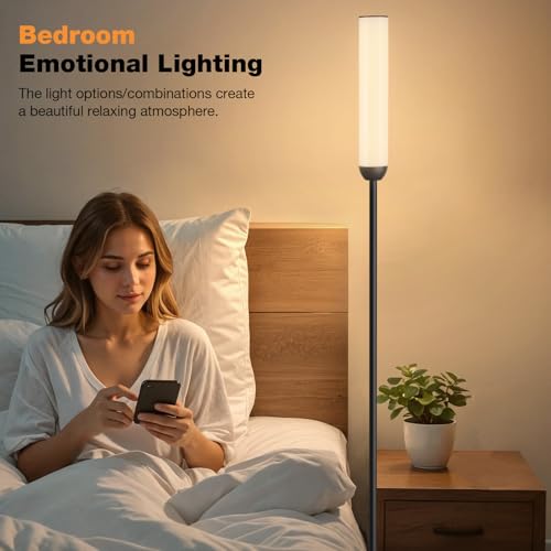 Ambimall LED Floor Lamp with Remote Control, 65" Standing lamp with Stepless Adjustable 3000K-6500K Colors & 30-100% Brigh...