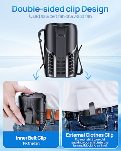 DeeKom Portable Personal Waist Fan& Neck Fan, 14000RPM Brushless Motor, 40H Runtime Rechargeable, 6-Speed Quiet Operation,...