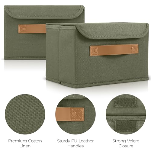 Decorative Linen Storage Boxes with Lids - Spacious Set of 2 Organizer Bins for Your Home Decor - The Perfect Small Contai...