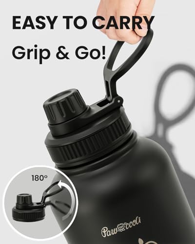 Pawccoli 34oz Dog Water Bottle, Stainless Steel Dog Water Bottle Dispenser with Detachable Food & Water Bowls, Keeps Water...