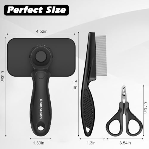 3PCS Cat Grooming Supplies, Cat Brush & Nail Clipper/Trimmer & Flea Comb for Shedding Indoor Cats Essentials Stuff Accesso...