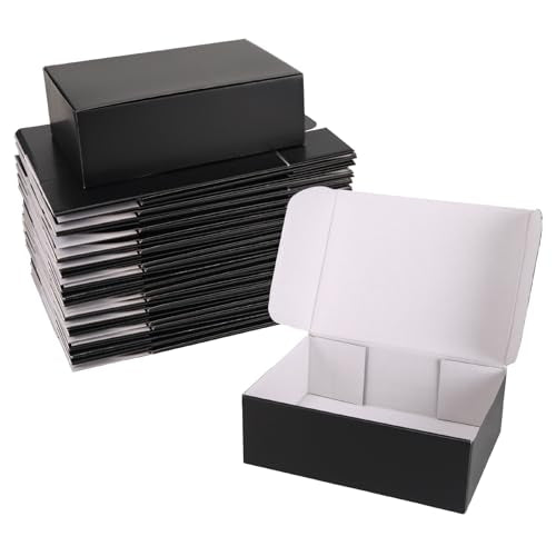 Wtrgas Black 12x9x4 Shipping Boxes Set of 25, Corrugated Cardboard Mailer Boxes for Small Business Shipping, for Modern Bu...