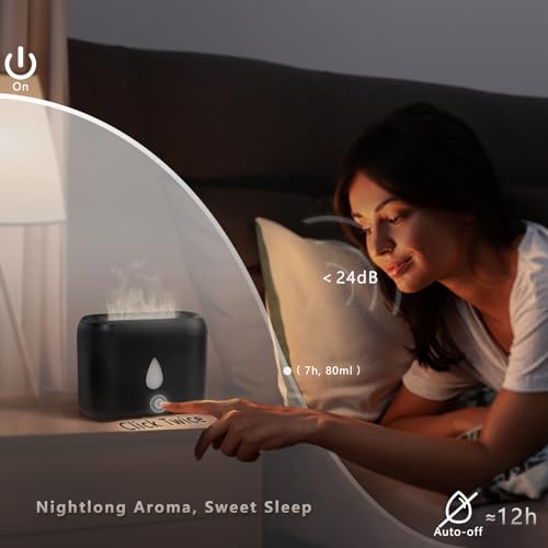 Flame Diffuser for Essential Oils, 200ml Ultrasonic Aroma Diffusers with Cool Mist, Aromatherapy Diffuser with Auto-Off Pr...