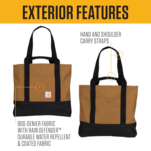 Carhartt Classic Vertical Open Tote Bag, Durable Water Repellent Material W/Hand and Shoulder Straps