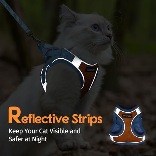 Dooradar Cat Harness and Leash Set, Escape Proof Lightweight Kitten Harness, Soft Breathable Reflective Vest for Outdoor W...