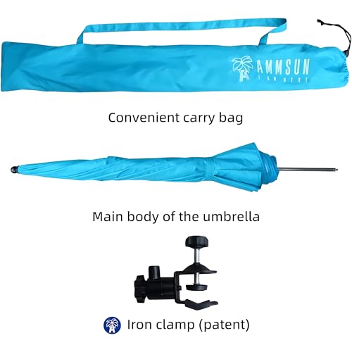 AMMSUN XL Chair Umbrella with Universal Clamp Adjustable 47 inches and 360-degree Swivel UPF 50+, Portable Clamp on Campin...