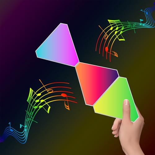EXQSERAMC Smart RGB Modular Hex Light Panels LED Splicing Hexagon Bright Mood Wall Lamp Music Sync Creative DIY Geometric ...