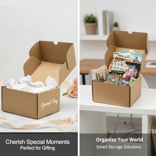 Boxlium 10 Pack Small Shipping Boxes 6x4x3'' Corrugated Small Cardboard Boxes for Shipping, Recyclable Packaging Boxes for...