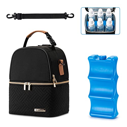 BABEYER Breastmilk Cooler Bag with Ice Pack Fits 6 Baby Bottles up to 9 Ounce, Breast Milk Pump Cooler Bag with Shoulder S...