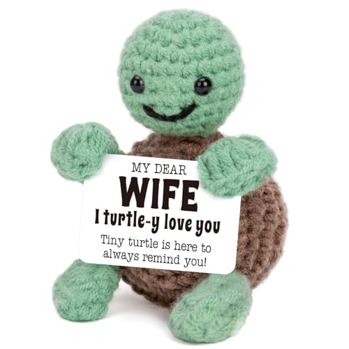 4THFARMES Mini Funny Turtle Gifts for Wife Mothers Day from Husband, Birthday for Wife Wifey Romantic, I Love You Small Co...