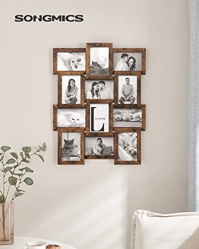 SONGMICS Collage Picture Frames, 4x6 for Wall Decor, Multi Family Photo for Gallery Decor, Hanging Display, Set of 12, Rus...