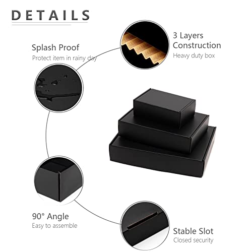 Timirog 9x6.5x2 Inches Black Shipping Boxes 25 Pack - Corrugated Cardboard Mailing Box for Small Business, Tab Locking Lit...