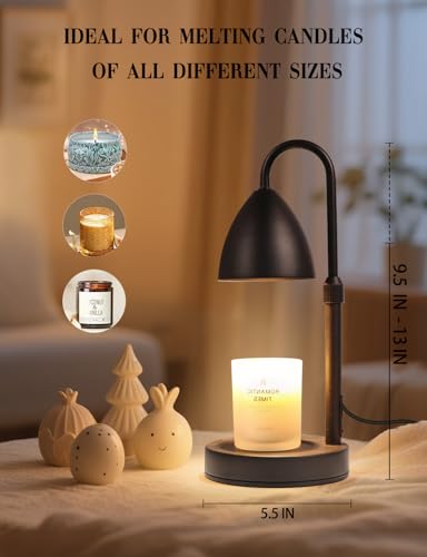 MRSZIRUI Candle Warmer Lamp with Timer Dimmable, Lamp Candle Warmer Birthday Gifts for Women, Black Adjustable Wax Melter ...
